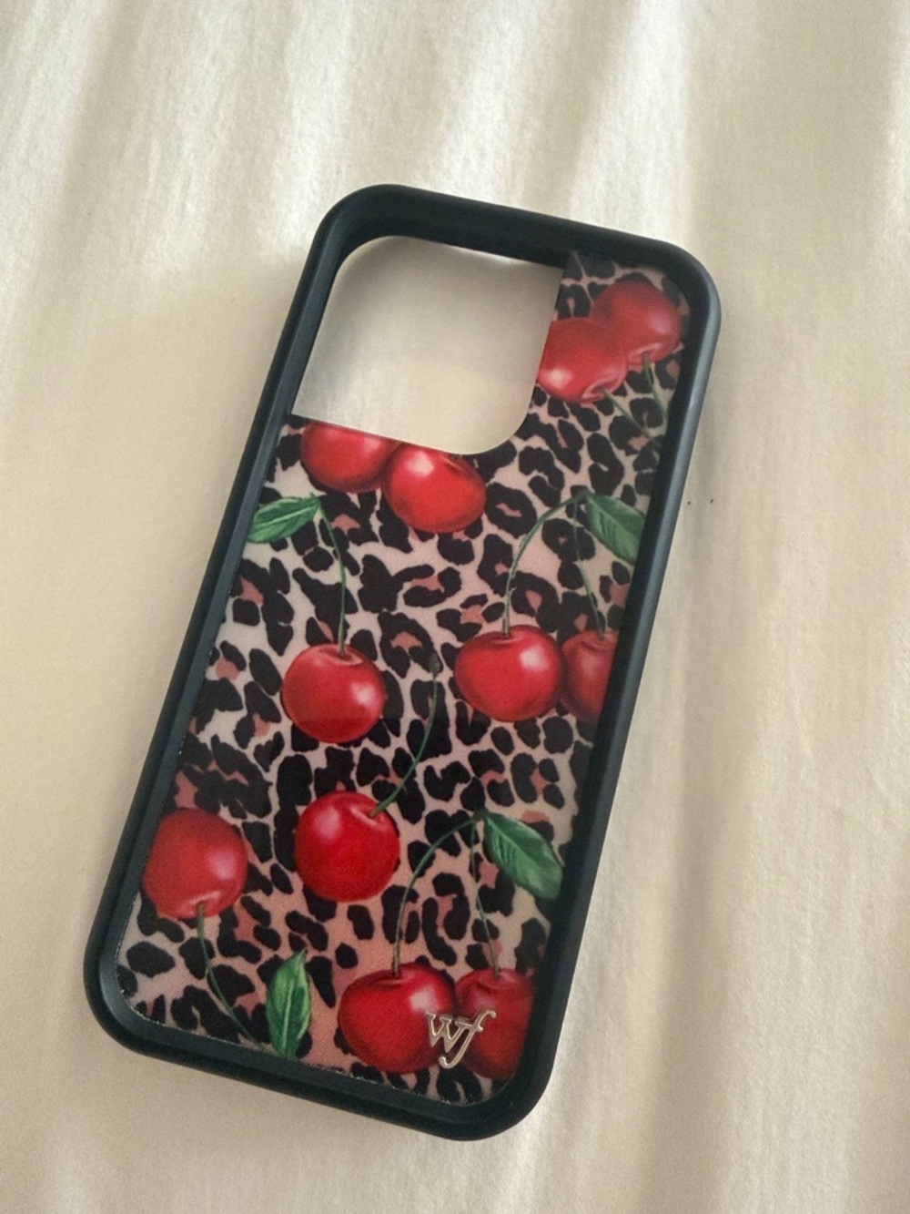 Wildflowers Cherry & Leopard iPhone Case - Black Trim